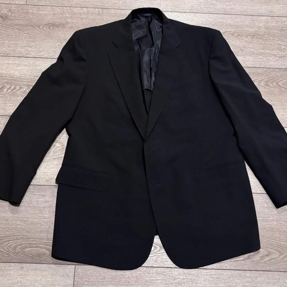 Brooks Brothers Blazer Mens 46R Black BrooksCool Two Button Suit Jacket Business
